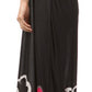 Sakkas Big Flower Graphic Print V-neck Cap Sleeve Empire Waist Long Dress