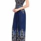Sakkas Paisley Graphic Print Beaded Halter Smocked Bodice Maxi Dress