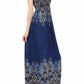 Sakkas Paisley Graphic Print Beaded Halter Smocked Bodice Maxi Dress