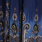 Sakkas Paisley Graphic Print Beaded Halter Smocked Bodice Maxi Dress