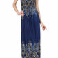 Sakkas Paisley Graphic Print Beaded Halter Smocked Bodice Maxi Dress