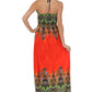 Sakkas Paisley Graphic Print Beaded Halter Smocked Bodice Maxi Dress