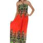 Sakkas Paisley Graphic Print Beaded Halter Smocked Bodice Maxi Dress