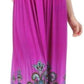 Sakkas Paisley Graphic Print Beaded Halter Smocked Bodice Maxi Dress