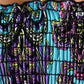 Sakkas Paisley Graphic Print Beaded Halter Smocked Bodice Maxi Dress