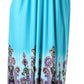 Sakkas Paisley Graphic Print Beaded Halter Smocked Bodice Maxi Dress