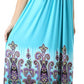 Sakkas Paisley Graphic Print Beaded Halter Smocked Bodice Maxi Dress