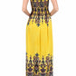 Sakkas Paisley Graphic Print Beaded Halter Smocked Bodice Maxi Dress