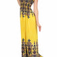Sakkas Paisley Graphic Print Beaded Halter Smocked Bodice Maxi Dress