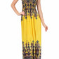 Sakkas Paisley Graphic Print Beaded Halter Smocked Bodice Maxi Dress