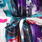 Satin Pleated Short Sleeveless Dress with Paisley Design
