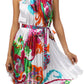 Satin Pleated Short Sleeveless Dress with Paisley Design