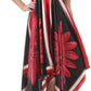 Diamond Flower Satin Feel Beaded Halter Smocked Bodice Handkerchief Hem Dress