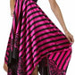Striped Satin Feel Beaded Halter Smocked Bodice Handkerchief Hem Dress
