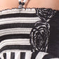 Striped Satin Feel Beaded Halter Smocked Bodice Handkerchief Hem Dress