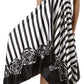 Striped Satin Feel Beaded Halter Smocked Bodice Handkerchief Hem Dress