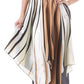 Swirl Design Satin Feel Beaded Halter Smocked Bodice Handkerchief Hem Dress