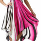 Swirl Design Satin Feel Beaded Halter Smocked Bodice Handkerchief Hem Dress