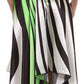 Swirl Design Satin Feel Beaded Halter Smocked Bodice Handkerchief Hem Dress