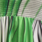 Swirl Design Satin Feel Beaded Halter Smocked Bodice Handkerchief Hem Dress