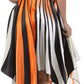 Swirl Design Satin Feel Beaded Halter Smocked Bodice Handkerchief Hem Dress