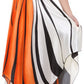 Swirl Design Satin Feel Beaded Halter Smocked Bodice Handkerchief Hem Dress