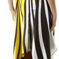 Swirl Design Satin Feel Beaded Halter Smocked Bodice Handkerchief Hem Dress