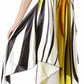 Swirl Design Satin Feel Beaded Halter Smocked Bodice Handkerchief Hem Dress