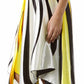 Swirl Design Satin Feel Beaded Halter Smocked Bodice Handkerchief Hem Dress