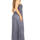 Sakkas Soft Jersey Feel Solid Color Smocked Bodice String Halter Long Dress