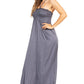 Sakkas Soft Jersey Feel Solid Color Smocked Bodice String Halter Long Dress