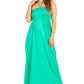 Sakkas Soft Jersey Feel Solid Color Smocked Bodice String Halter Long Dress