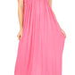 Sakkas Soft Jersey Feel Solid Color Smocked Bodice String Halter Long Dress