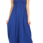 Sakkas Soft Jersey Feel Solid Color Smocked Bodice String Halter Long Dress