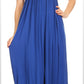 Sakkas Soft Jersey Feel Solid Color Smocked Bodice String Halter Long Dress