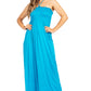 Sakkas Soft Jersey Feel Solid Color Smocked Bodice String Halter Long Dress