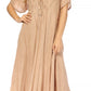 Sakkas Lilia Embroidered Lace Up Bodice Relaxed Fit  Maxi Sun Dress