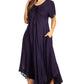 Sakkas Lilia Embroidered Lace Up Bodice Relaxed Fit  Maxi Sun Dress