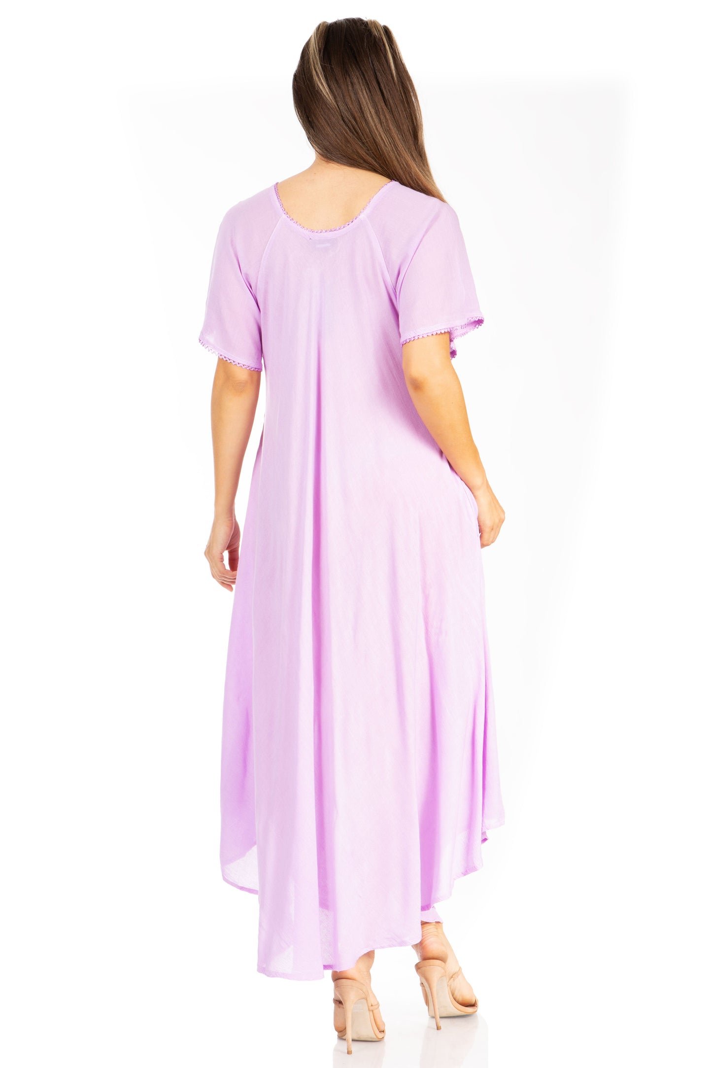 Sakkas Lilia Embroidered Lace Up Bodice Relaxed Fit  Maxi Sun Dress