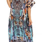 Sakkas Vicky Women's Casual Long Print Short Sleeve Petite Beach Maxi Caftan Dress - Buy One Get One Free