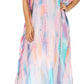 Sakkas Vicky Women's Casual Long Print Short Sleeve Petite Beach Maxi Caftan Dress - Buy One Get One Free