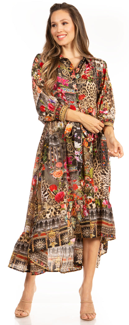 Sakkas Andreas Women's Maxi Dress with Ruffles and Buttons