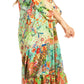 Sakkas Sole Women's Boho Floral Print V-Neck Midi Dress with Long Sleeves