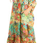 Sakkas Sole Women's Boho Floral Print V-Neck Midi Dress with Long Sleeves