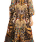 Sakkas Sole Women's Boho Floral Print V-Neck Midi Dress with Long Sleeves