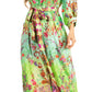 Sakkas Rina Women's Floral Print Maxi Dress with Long Sleeves and Flounce Shirt Design