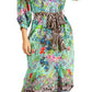 Sakkas Rina Women's Floral Print Maxi Dress with Long Sleeves and Flounce Shirt Design