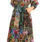 Sakkas Rina Women's Floral Print Maxi Dress with Long Sleeves and Flounce Shirt Design