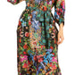 Sakkas Rina Women's Floral Print Maxi Dress with Long Sleeves and Flounce Shirt Design