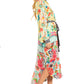 Sakkas Rina Women's Floral Print Maxi Dress with Long Sleeves and Flounce Shirt Design